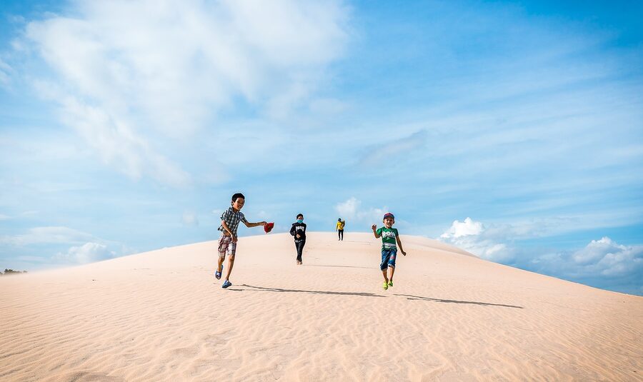 Wide panoramic view of desert sand landscape