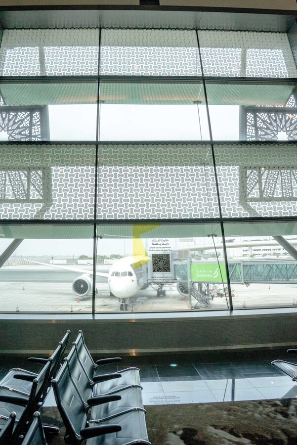 Dubai airport terminal and tarmac view