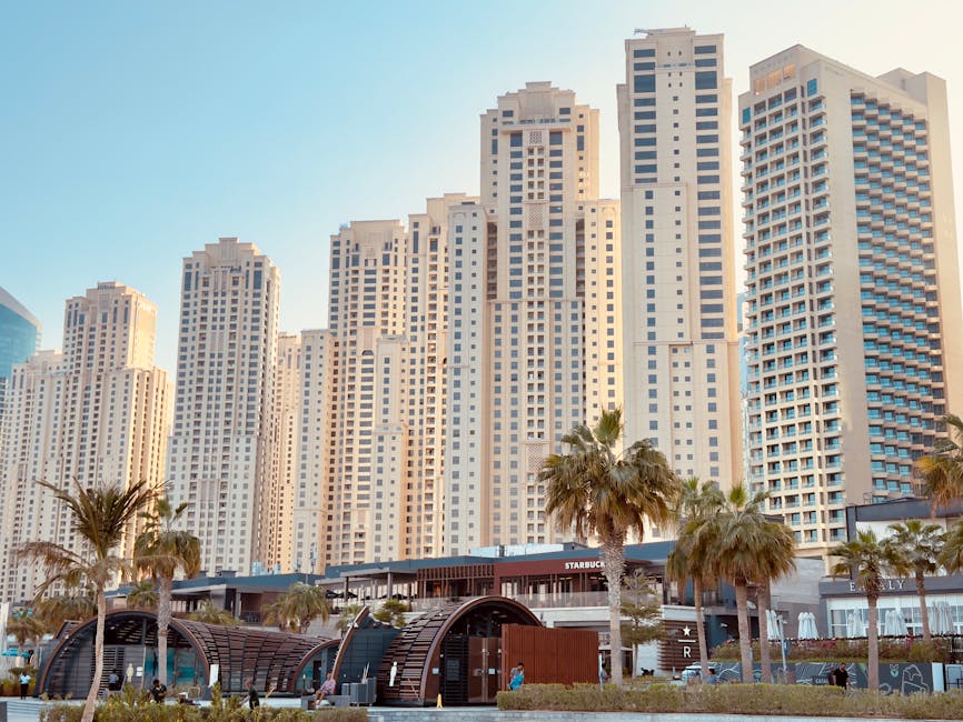 Dubai Marina towers and skyline during daytime