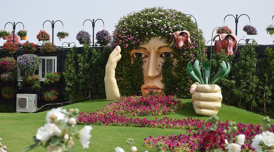 Colourful flower arrangement at Dubai Miracle Garden