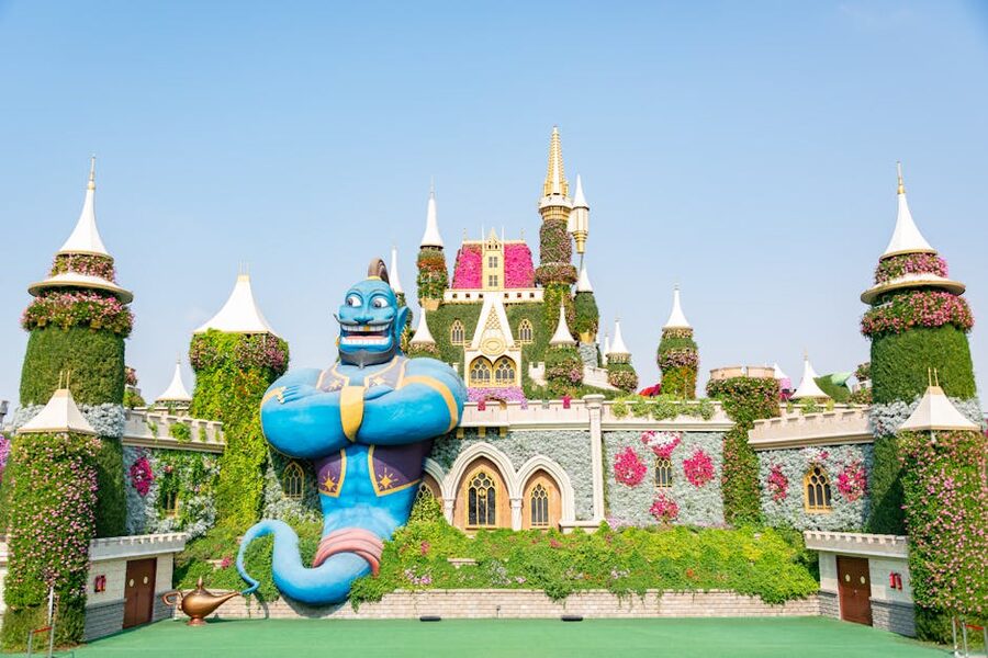 Genie castle with floral display at Dubai Miracle Garden