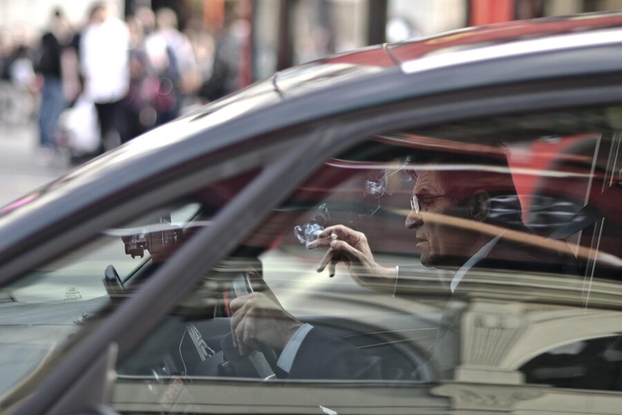 Private driver in car