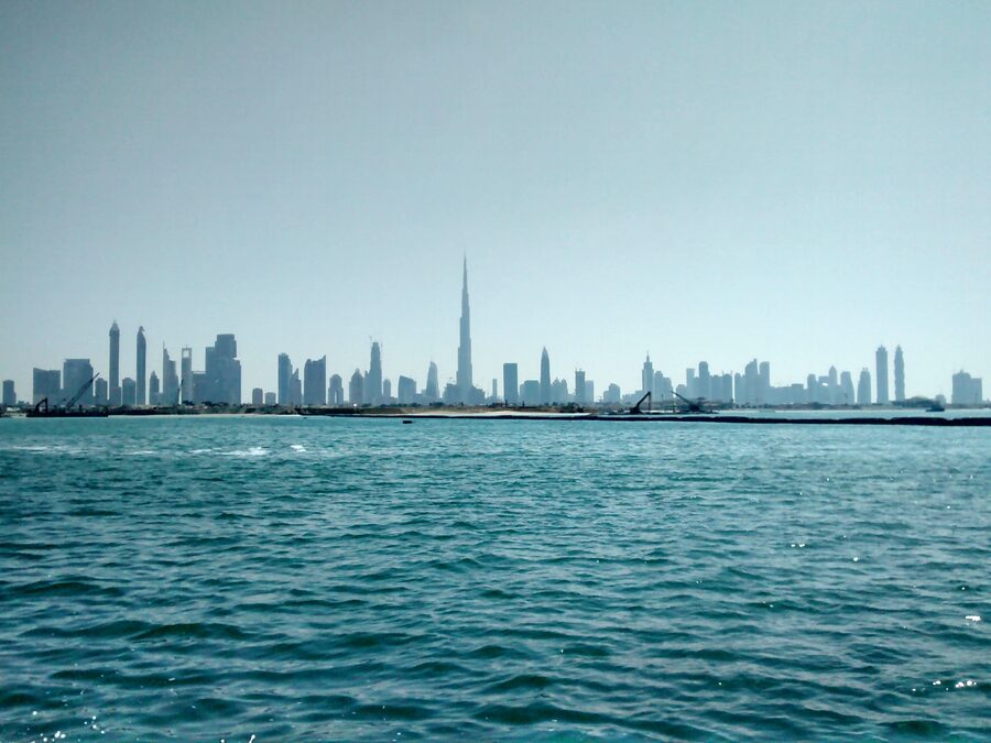Dubai Skyline from offshore La Mer