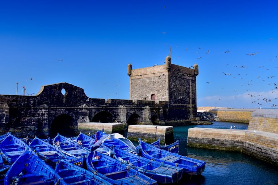 Tranquil boats and fortress Essaouira
