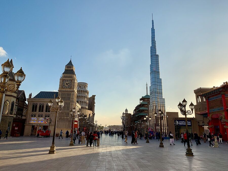 Inside Global Village Dubai main thoroughfare