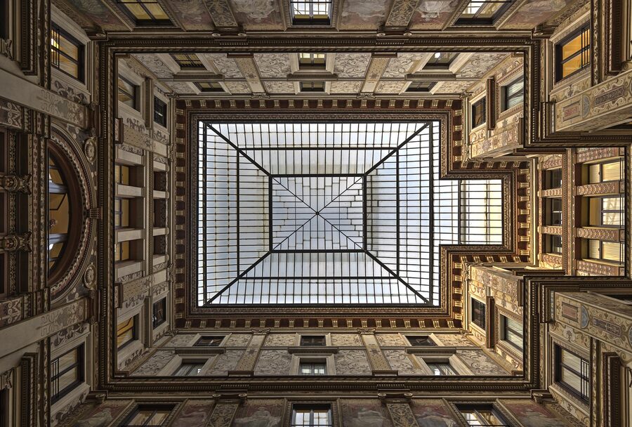 Golden rectangular frame architectural structure