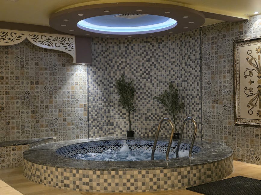 Mosaic tiled jacuzzi spa