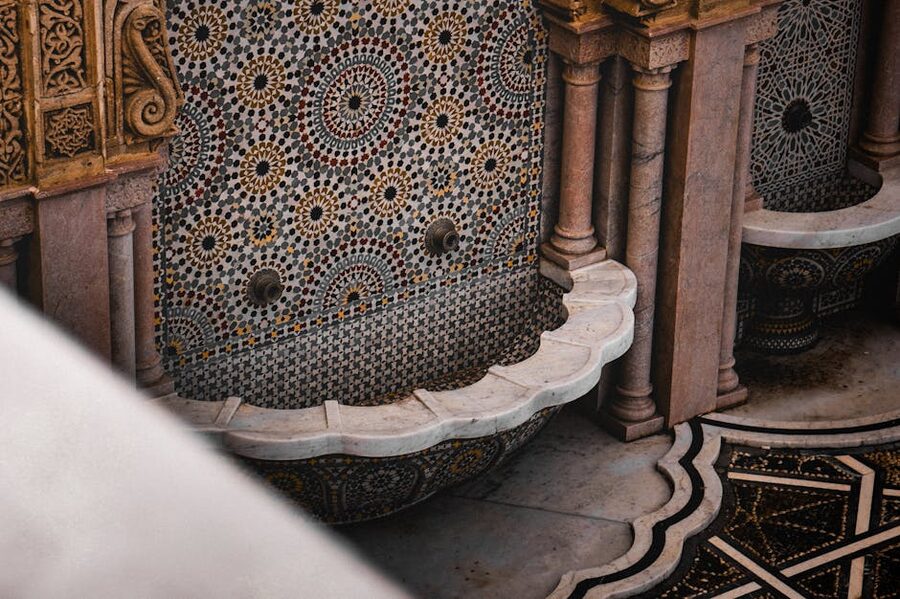 Rabat mosaic fountain Morocco
