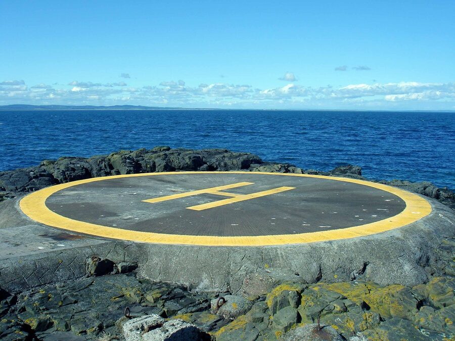 Helicopter landing pad on rooftop