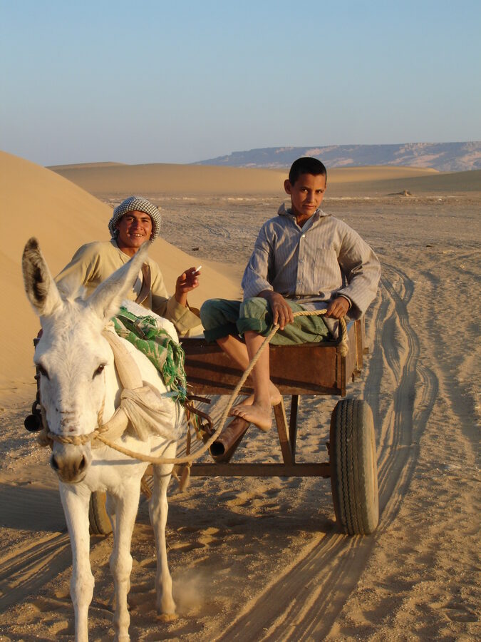 Two Bedouins in the Sahara desert at Dakhla Oasis