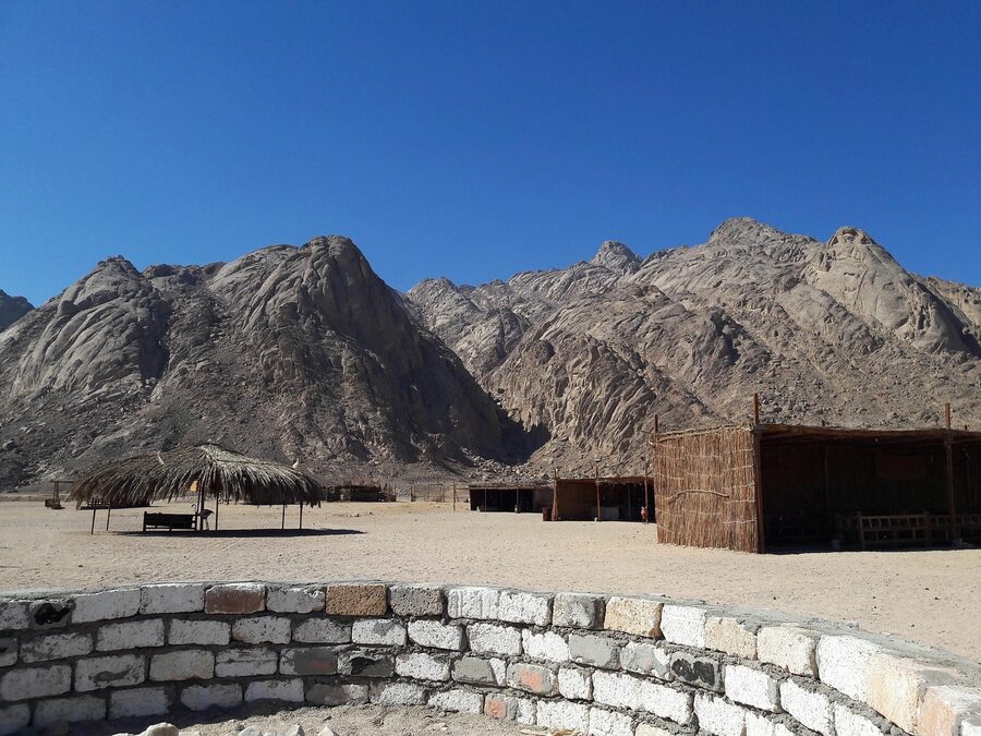 Stone desert with bedouin village Hurghada Egypt