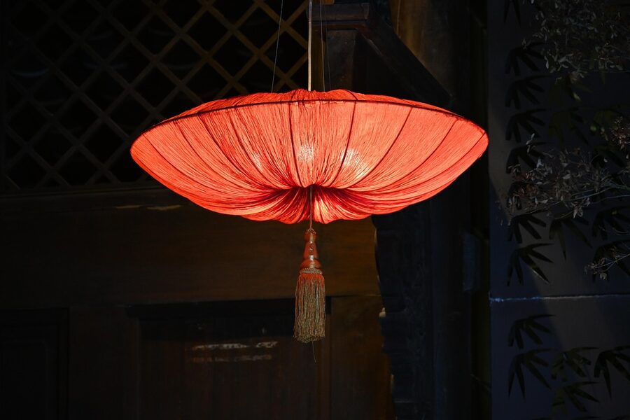 LED light display installation creating artistic patterns