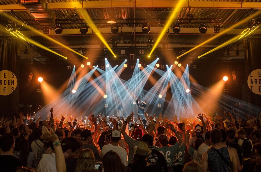 Live band performing music at venue