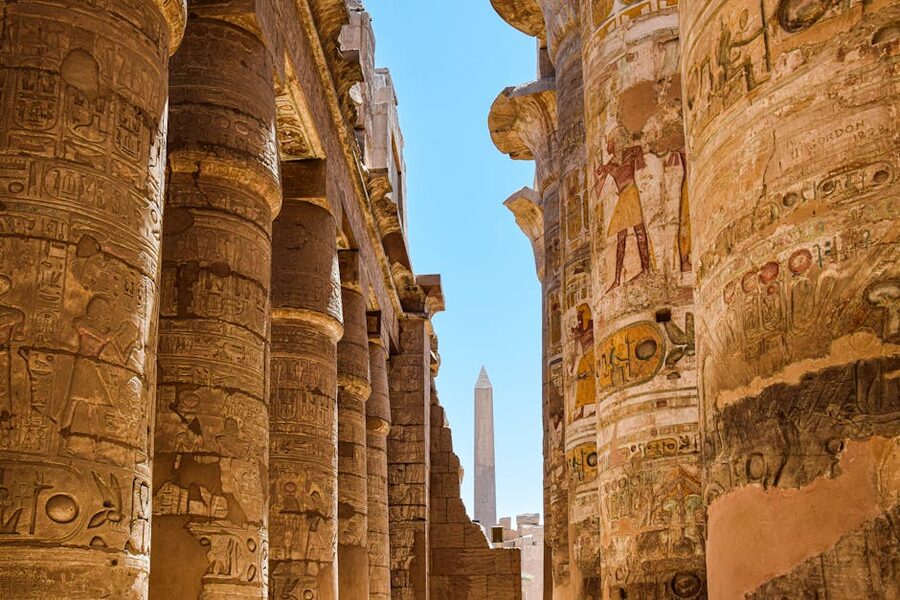 Karnak Temple columns hieroglyphs Egypt
