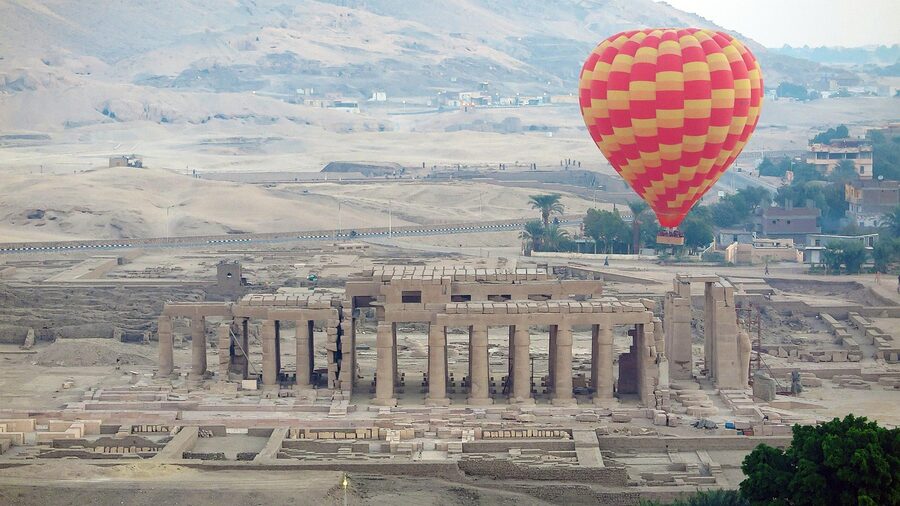 Valley of the Kings with fertile Nile landscape