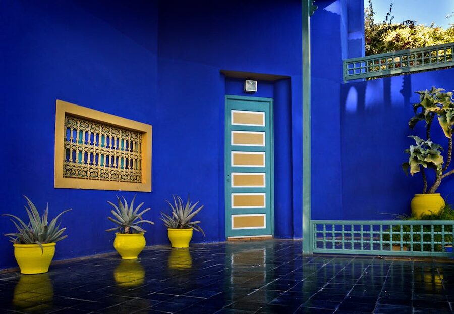 Majorelle blue and yellow courtyard