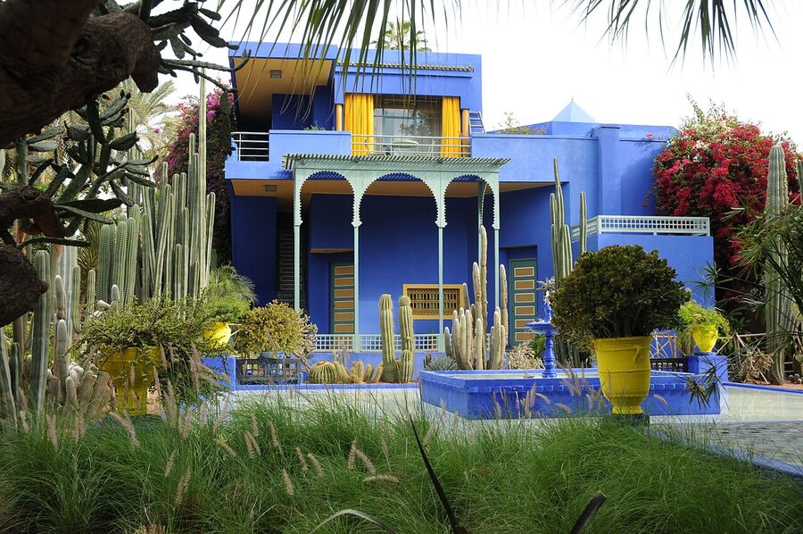 Majorelle Garden courtyard with blue