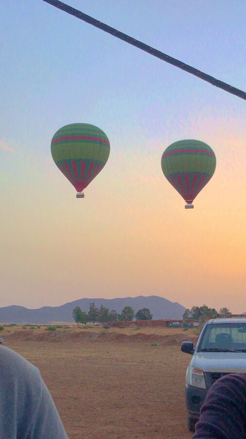 Hot air balloon inflation Marrakech