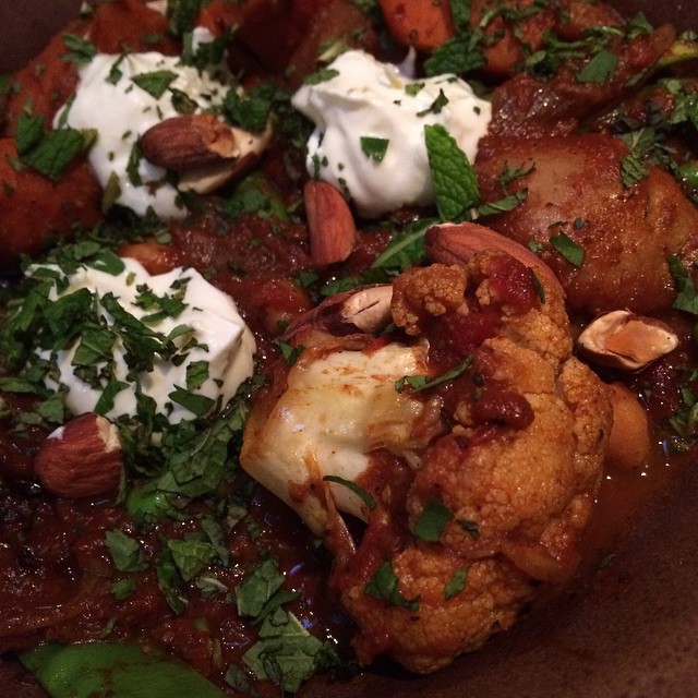 Moroccan tagine served at table