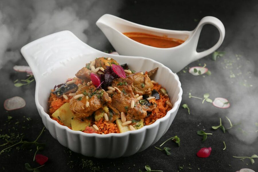Traditional Moroccan tagine served