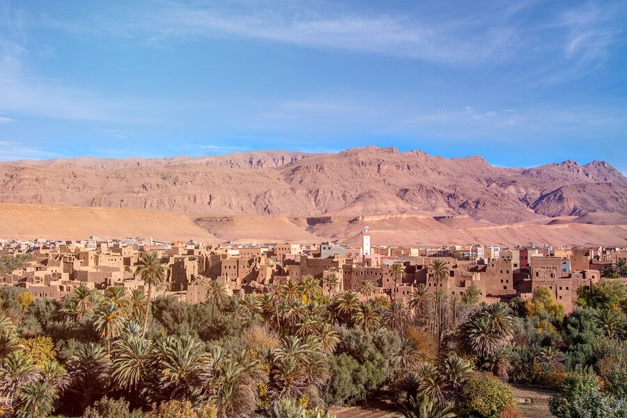 Morocco palm oasis settlement