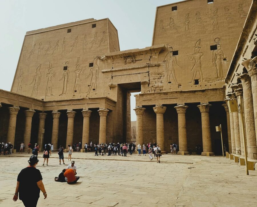 Visitors at the Temple of Horus in Edfu