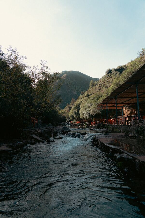 River scene with mountains Morocco