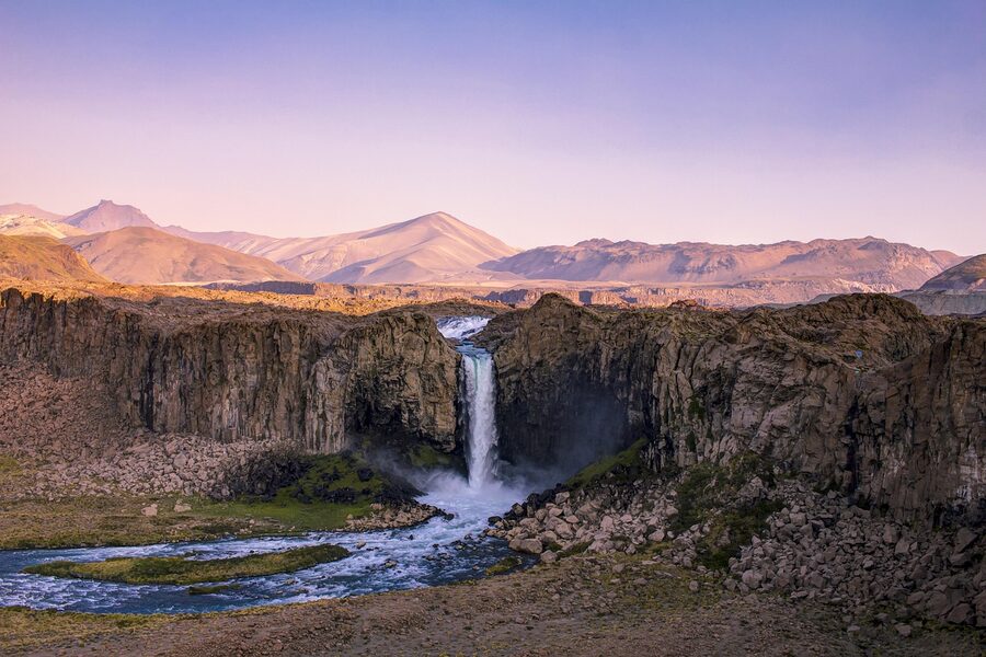 Waterfall in mountain landscape Morocco