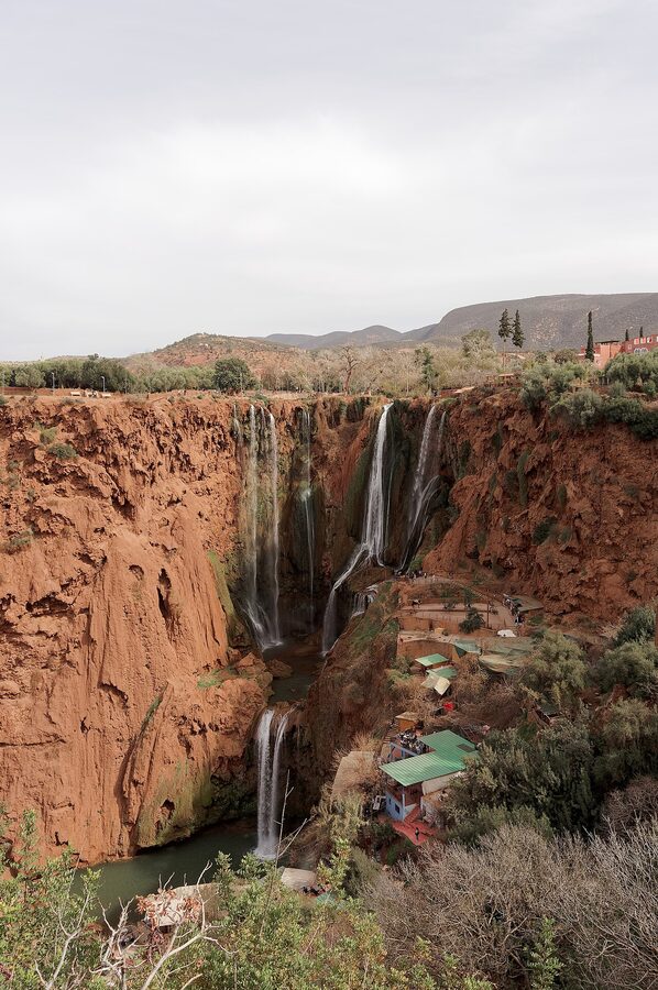 Ouzoud Falls bottom pool with boats