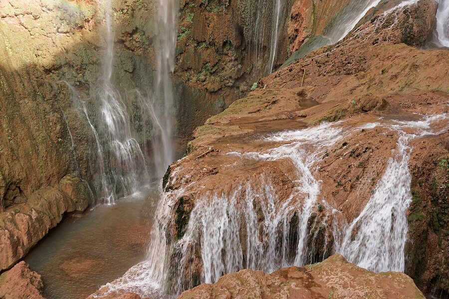 Ouzoud Falls main view with three tiers