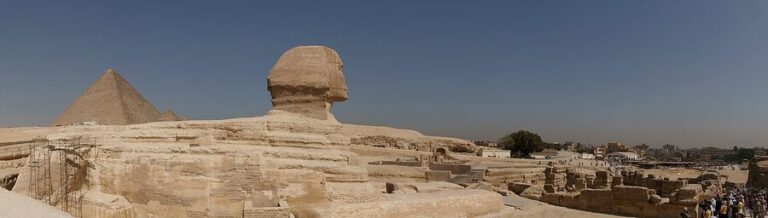 Sphinx and Great Pyramid Giza panorama