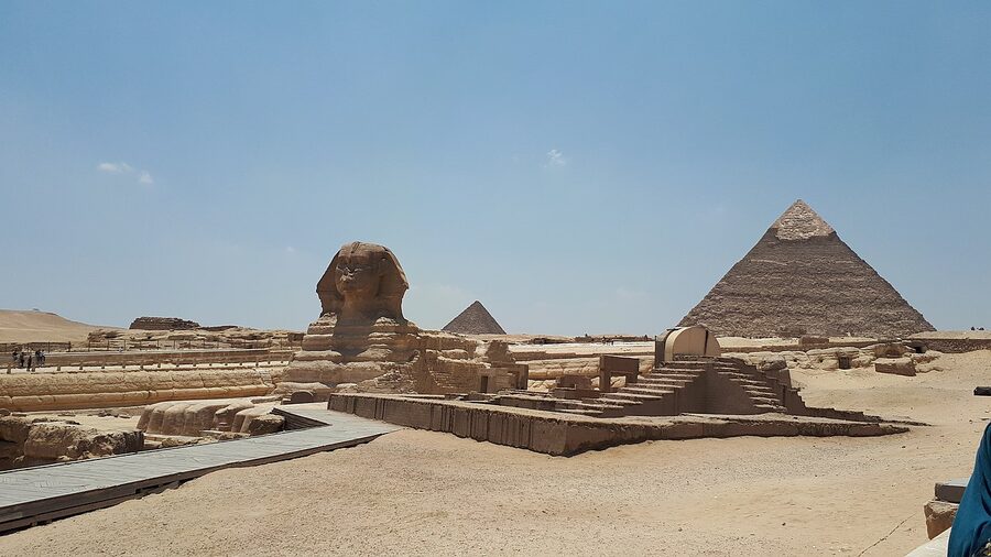 Great Sphinx Pyramids view