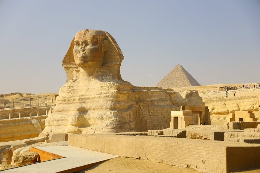 Great Sphinx Pyramid Giza sunny
