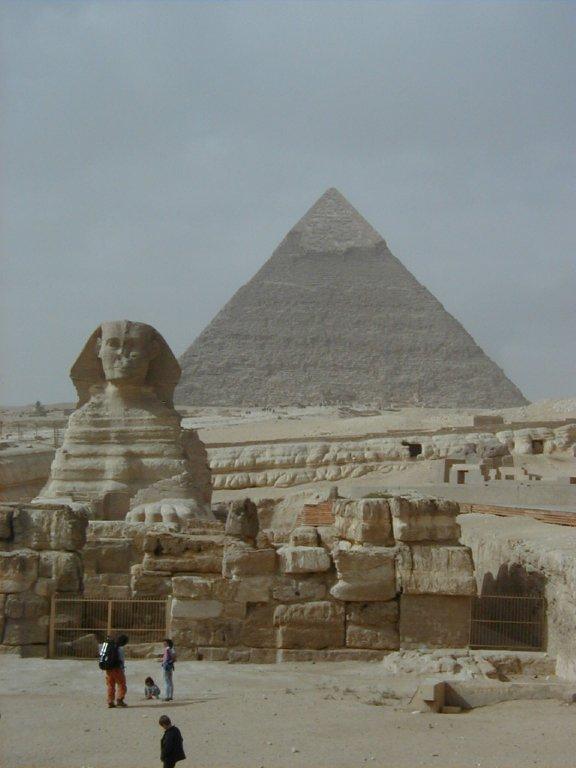 Sphinx and pyramid Giza wide angle