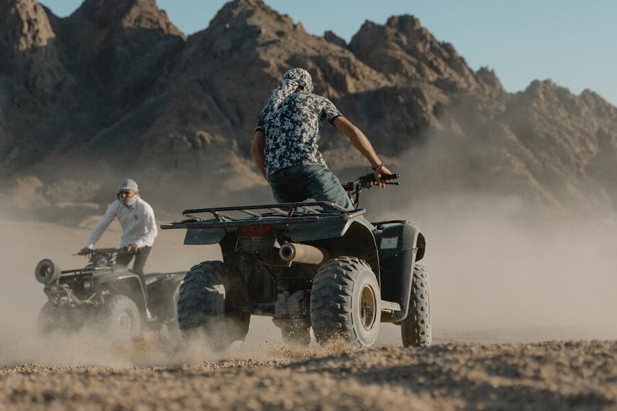 Two people quad biking