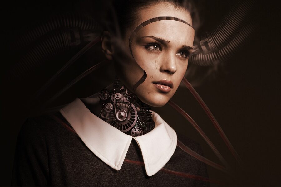 Robot technology display showcasing artificial intelligence