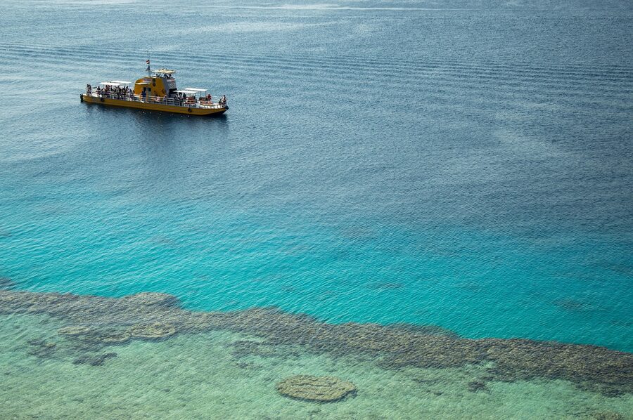 Yacht and reef at Sharm el Sheikh