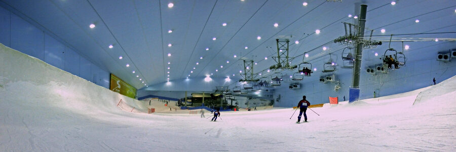 Main ski slope at Ski Dubai indoor resort inside Mall of the Emirates