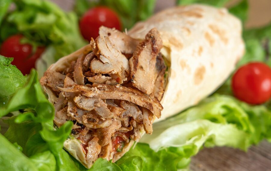 Arabic street food shawarma being prepared
