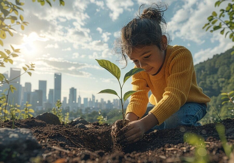 Sustainability concept with green earth and environmental protection