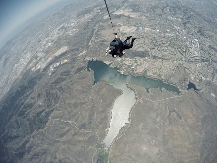 Aerial view of coastline from tandem skydive altitude