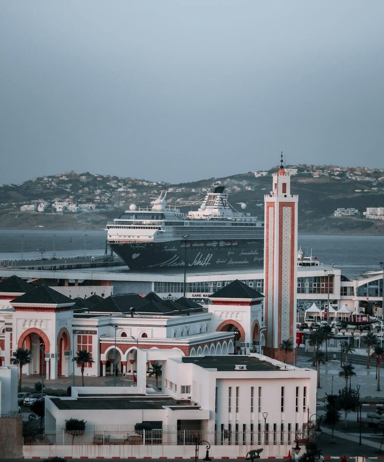 Tangier cityscape with cruise ship