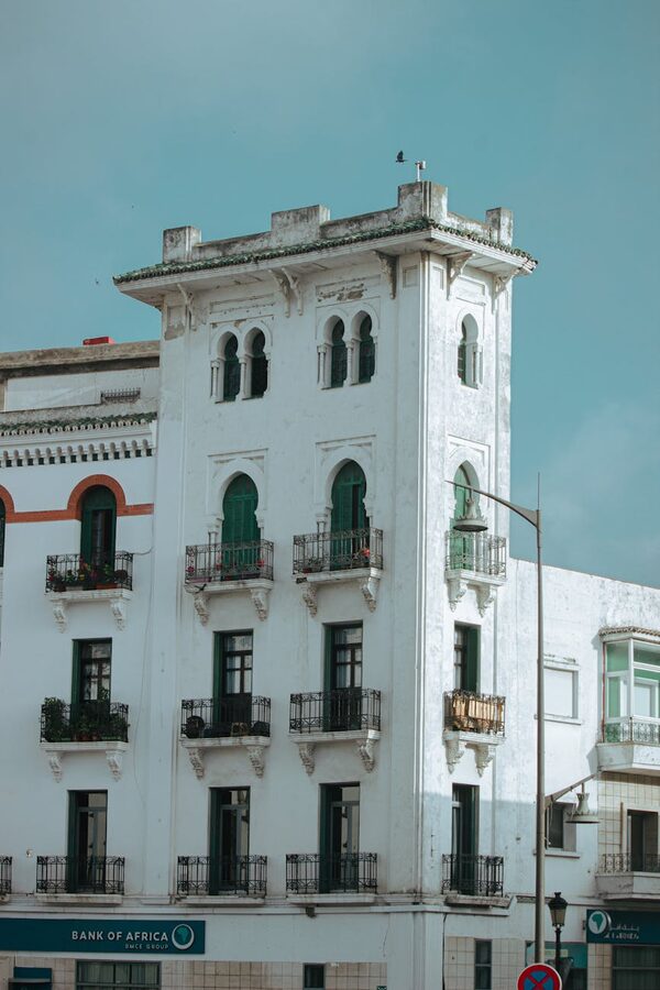 Elegant Moroccan building with balconies