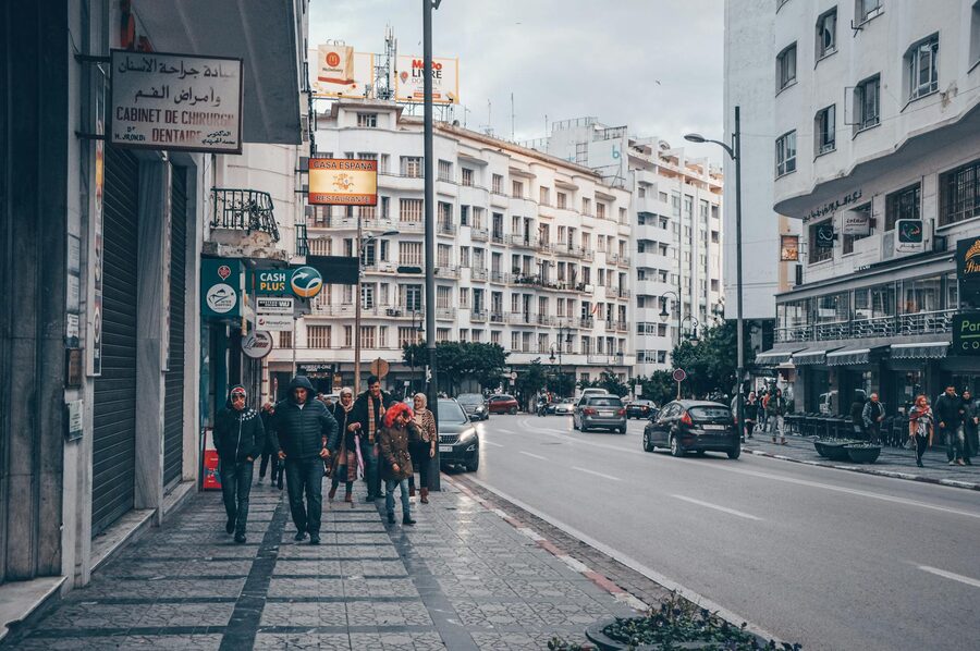 Street life in downtown Tangier
