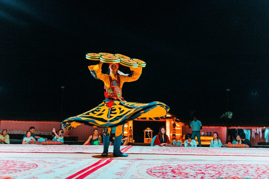 Traditional tanoura dance with spinning performer
