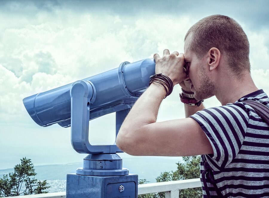 Telescope at observation tower for viewing