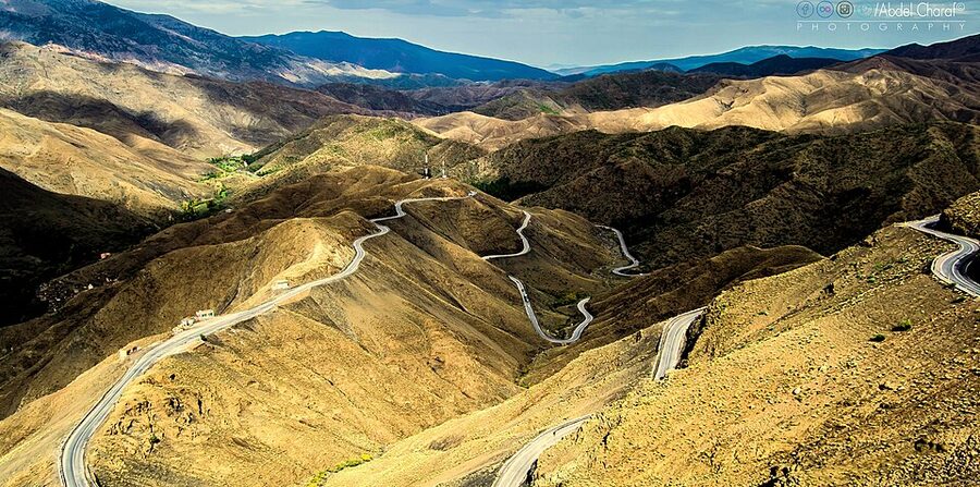 View from the Tizi n Tichka pass in the High Atlas Mountains