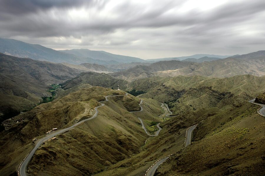 Winding roads in High Atlas Mountains