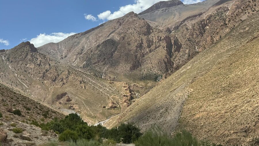 Rugged Atlas Mountains under clear sky