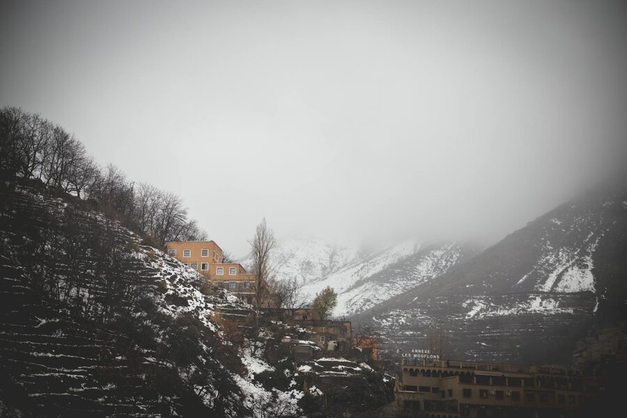 Moody winter Imlil Atlas Mountains
